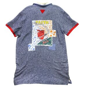 Vintage Ron Bass Shirt Mens Extra Large‎ Y2K AOP Spell Out Hip Hop Embroidered